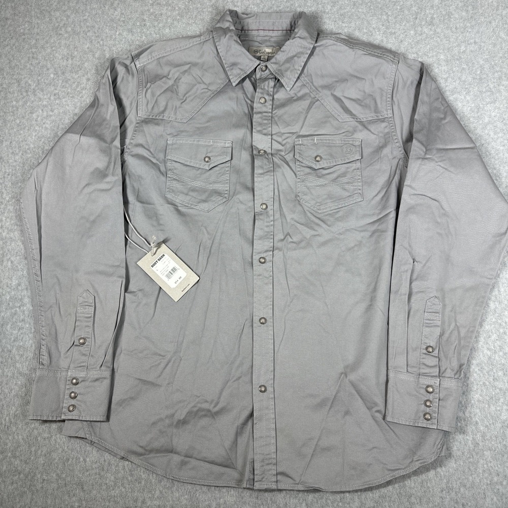 Blue Ranchwear Men's Large Heavy Twill Pearl Snap‎ Western Long Sleeve Workwear